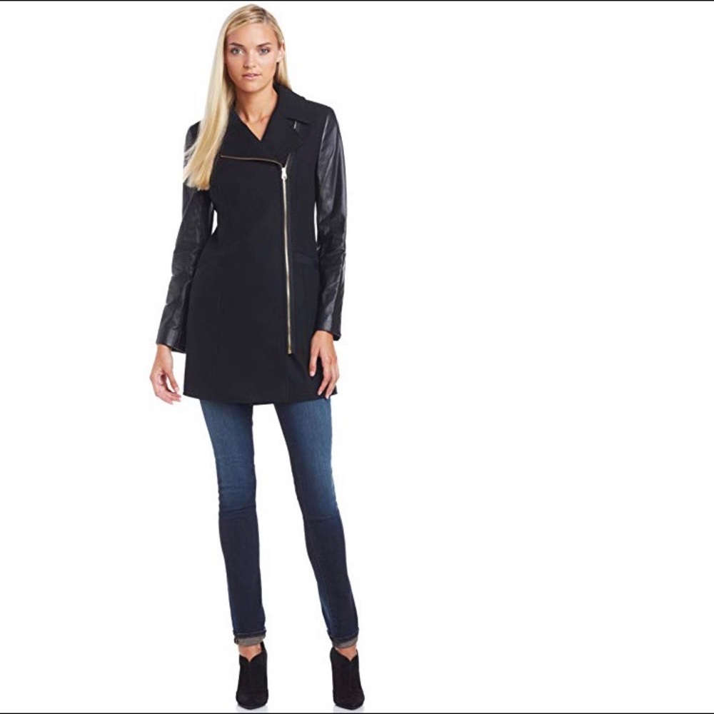 Ted Baker Alycia Leather Sleeve Jacket. SZ. 3